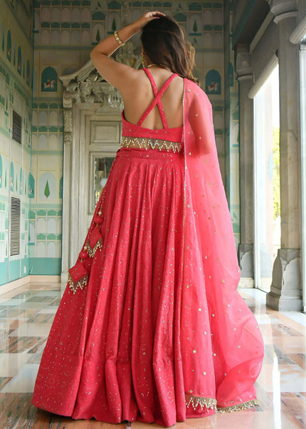 Pink Embroidered Lehenga Choli