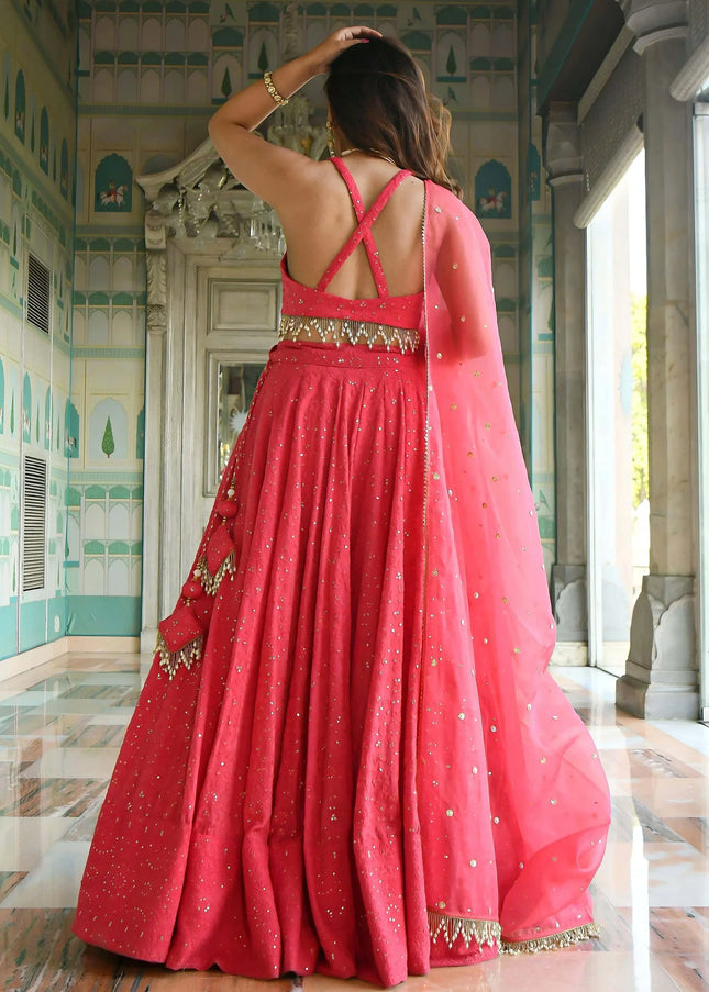 Pink Embroidered Lehenga Choli