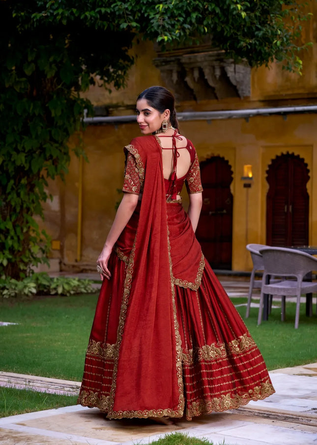 Red Embroidered Lehenga Choli