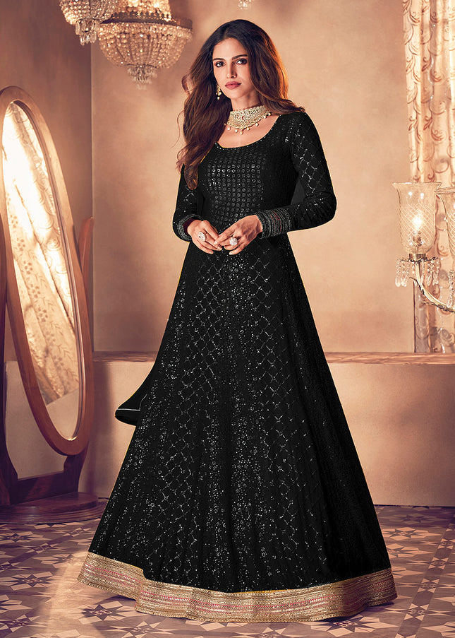 Black and Gold Embroidered Anarkali