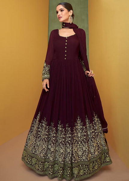 Purple and Gold Embroidered Anarkali