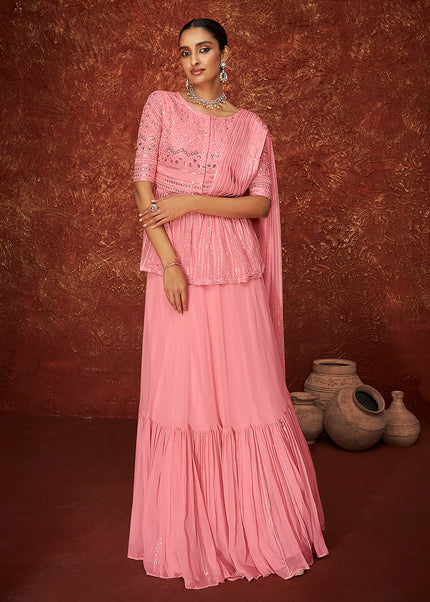 Pink Embroidered Lehenga Anarkali