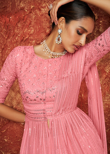 Pink Embroidered Lehenga Anarkali