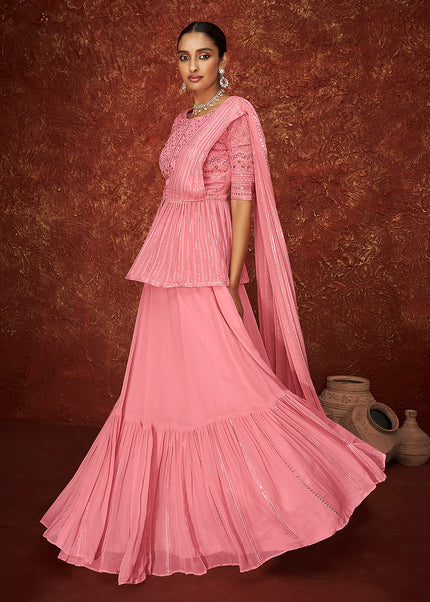 Pink Embroidered Lehenga Anarkali