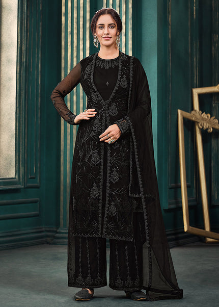 Black Embroidered Jacket Syle Suit