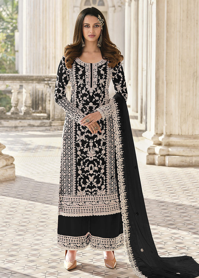 Black Embroidered Pant Style Suit