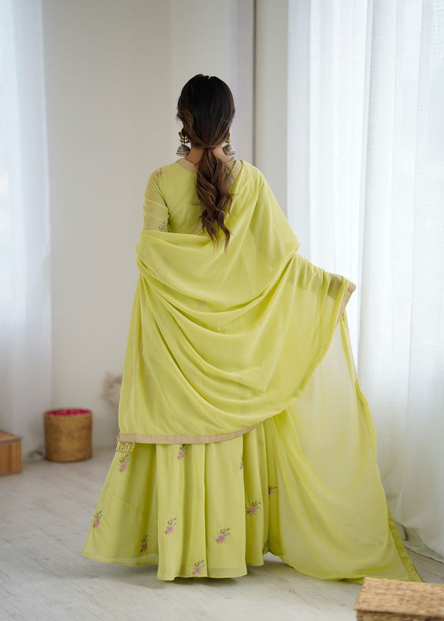 Green Embroidered Anarkali Gown
