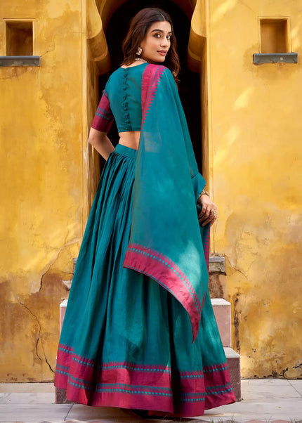 Teal Embroidered Lehenga choli