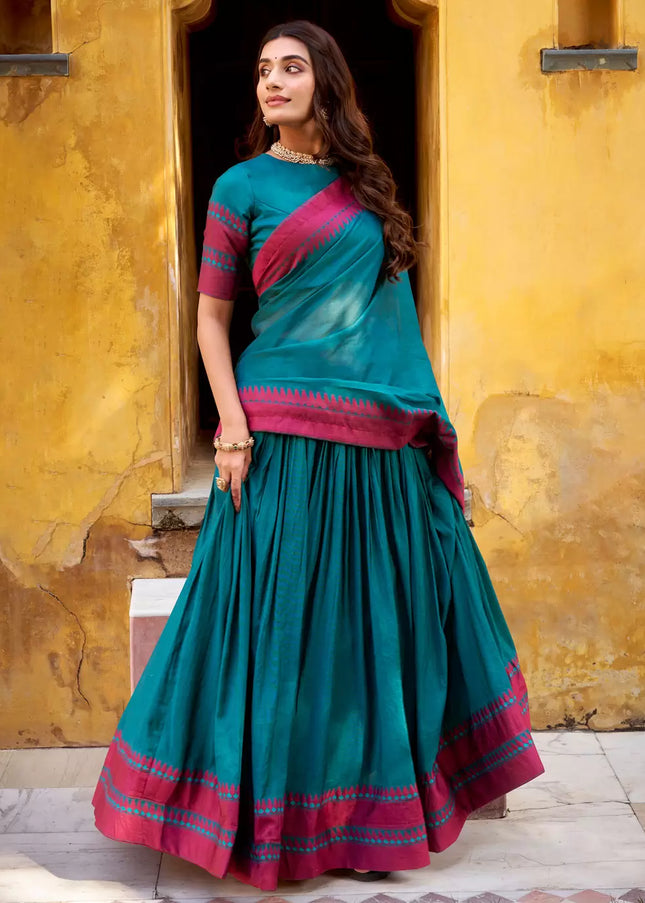 Teal Embroidered Lehenga choli