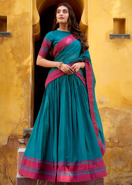 Teal Embroidered Lehenga choli