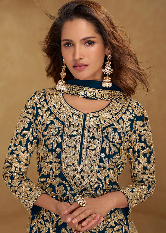 Georgette Embroidered Palazzo Suit Series