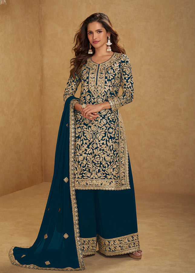 Georgette Embroidered Palazzo Suit Series