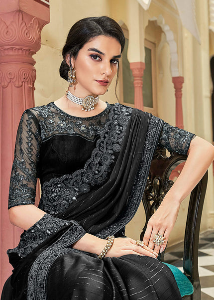 Black Embroidered Saree