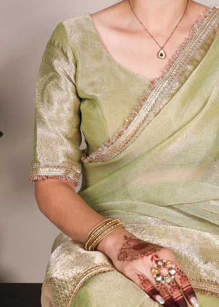 Sea Green Embroidered Saree
