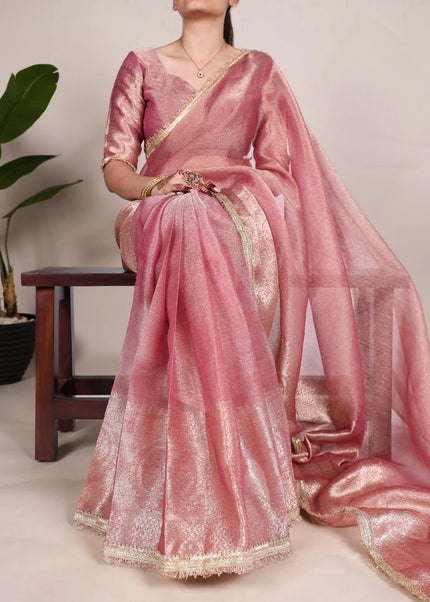 Light Pink Embroidered Saree
