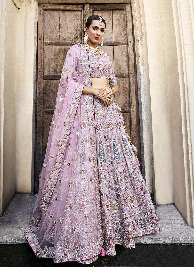 Stunning Plum and Rose Gold Bridal Lehenga – Sahil Exclusive