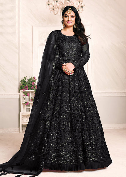 Black Embroidered Anarkali