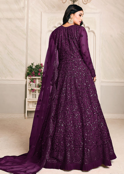 Purple Embroidered Anarkali