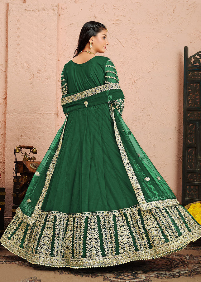 Green and Gold Embroidered Anarkali