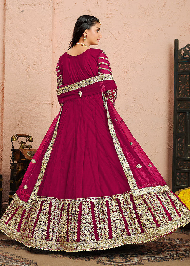 Pink and Gold Embroidered Anarkali