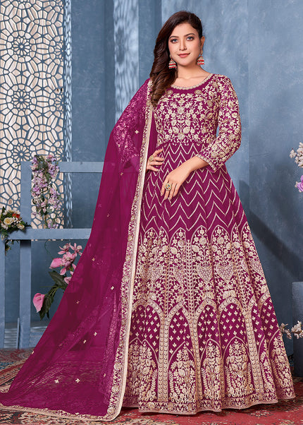 Pink and Gold Embroidered Anarkali