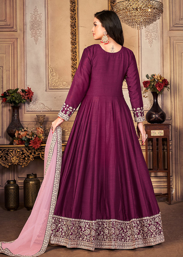 Purple and Gold Embroidered Anarkali