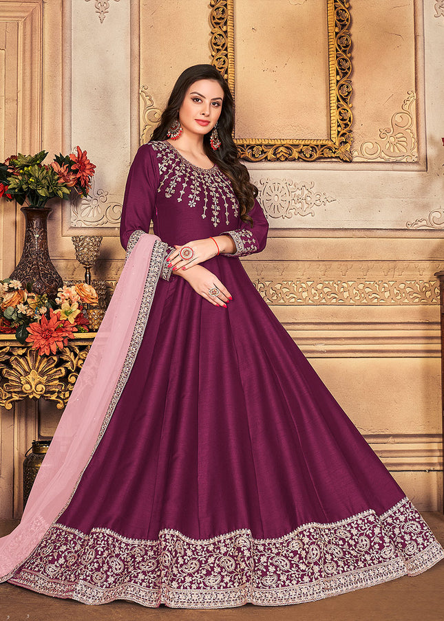 Purple and Gold Embroidered Anarkali