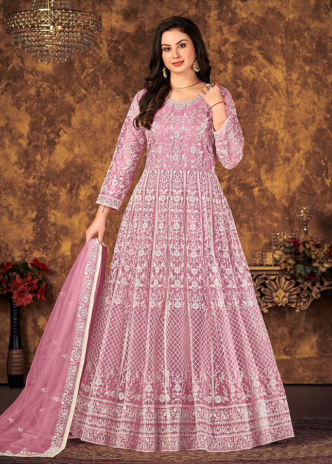 Pink Heavy Embroidered Anarkali