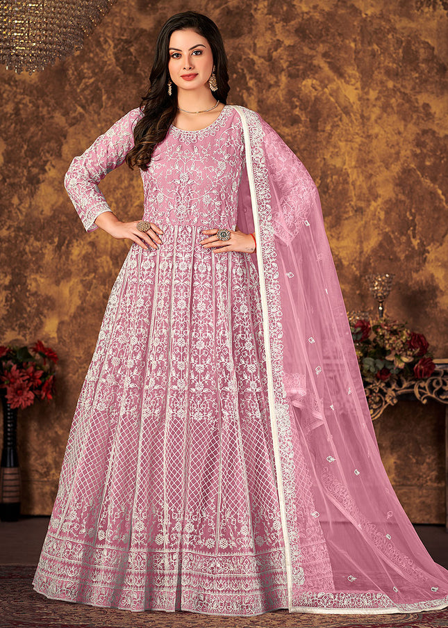 Pink Heavy Embroidered Anarkali