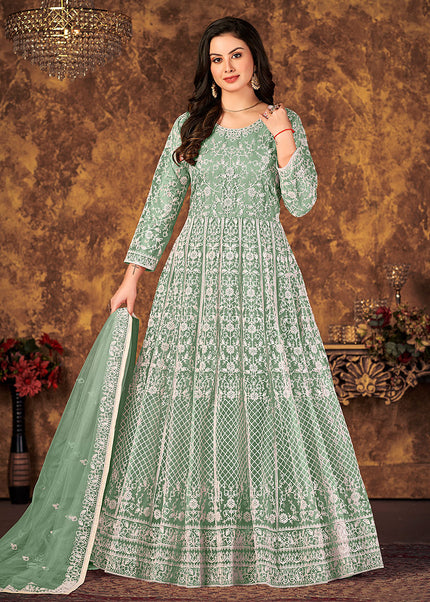 Green Heavy Embroidered Anarkali