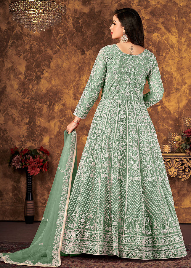 Green Heavy Embroidered Anarkali