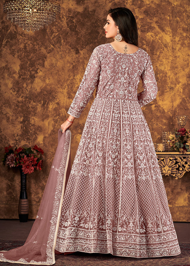 Mauve Heavy Embroidered Anarkali