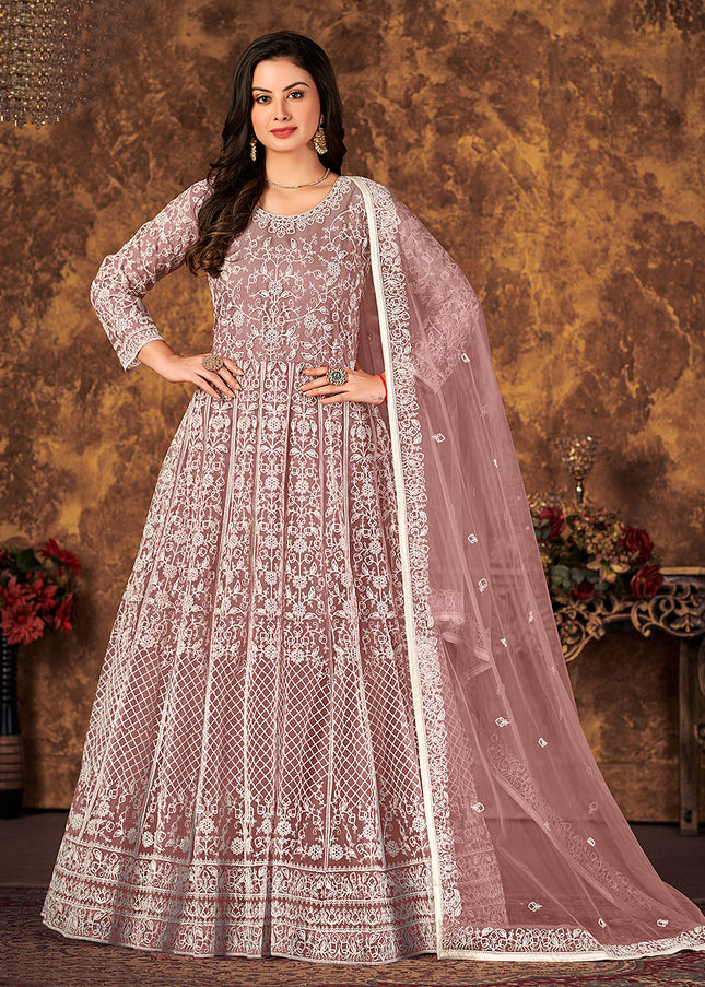 Mauve Heavy Embroidered Anarkali