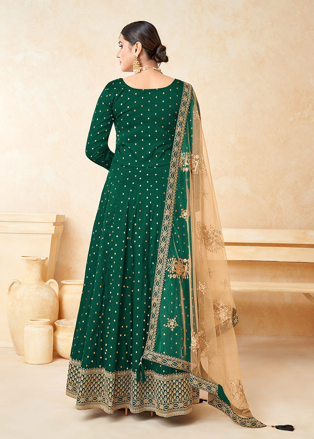 Green and Gold Embroidered Anarkali