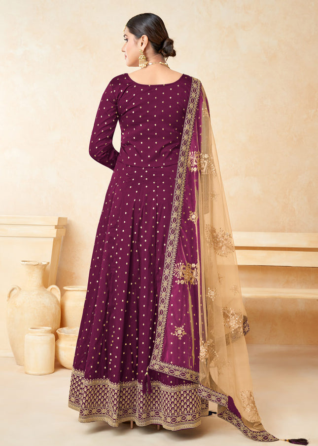 Purple and Gold Embroidered Anarkali