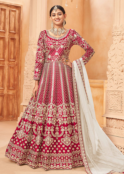 Red and Gold Embroidered Anarkali