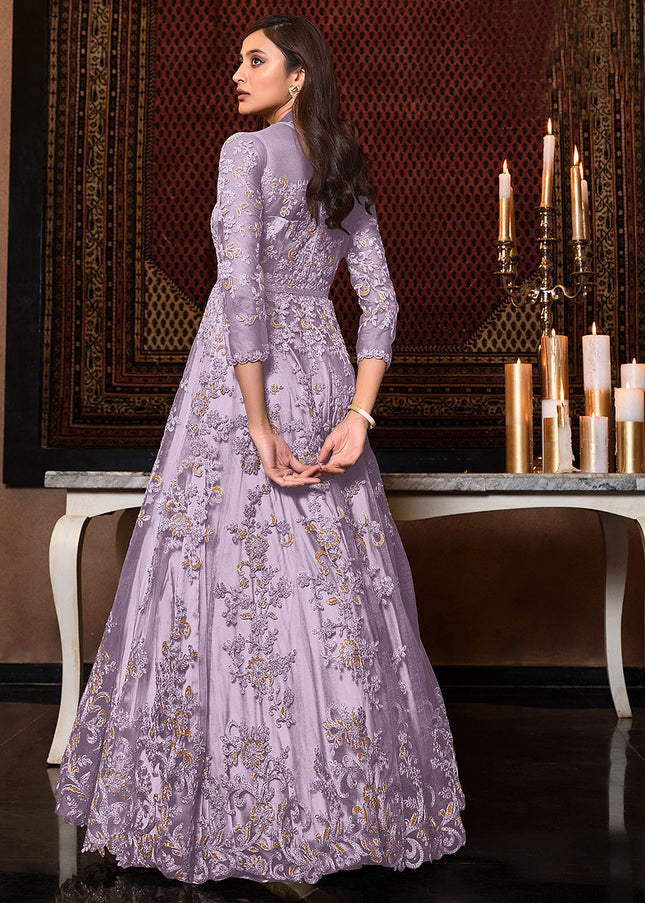 Purple and Gold Embroidered Anarkali