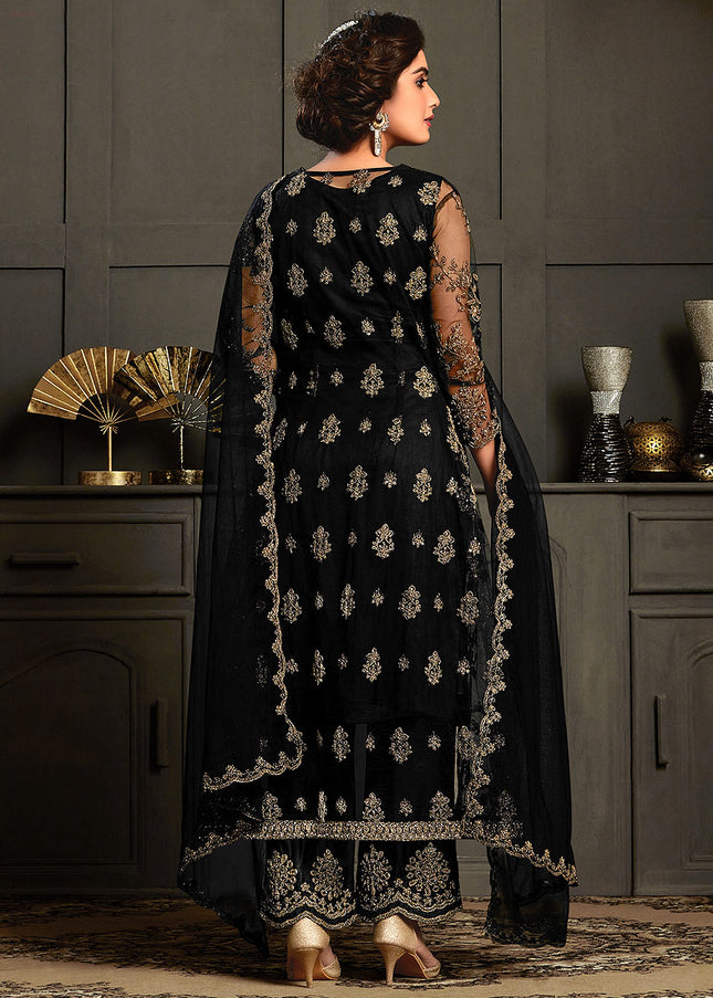 Black and Gold Embroidered Pant Style Suit