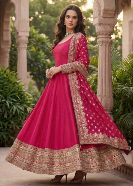 Pink Embroidered Anarkali Gown