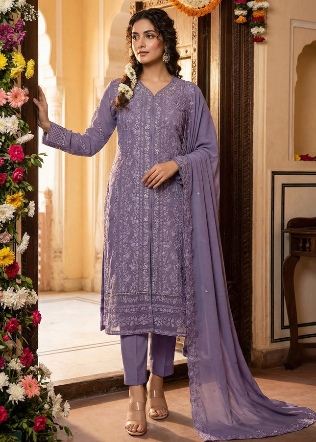 Georgette Embroidered Pant Style Suit Series