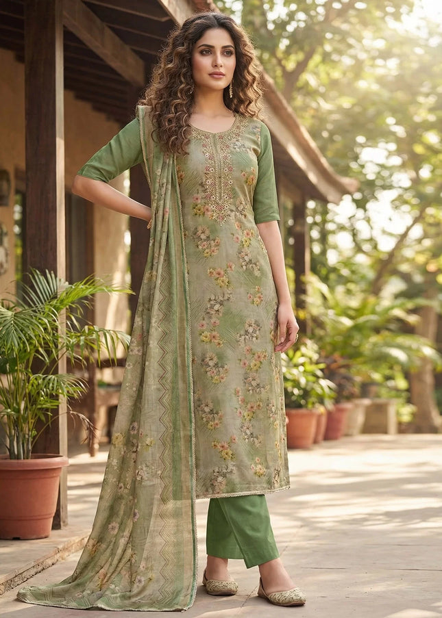 Viscose Printed and Embroidered Pant Style Suit Series