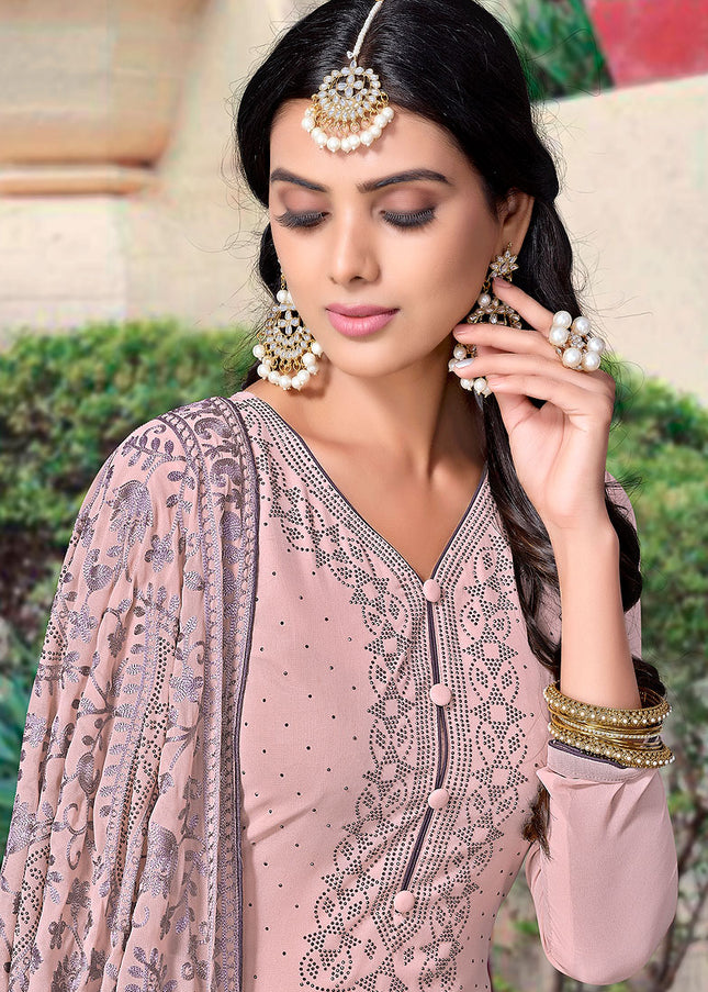 Light Pink Embroidered Sharara Suit