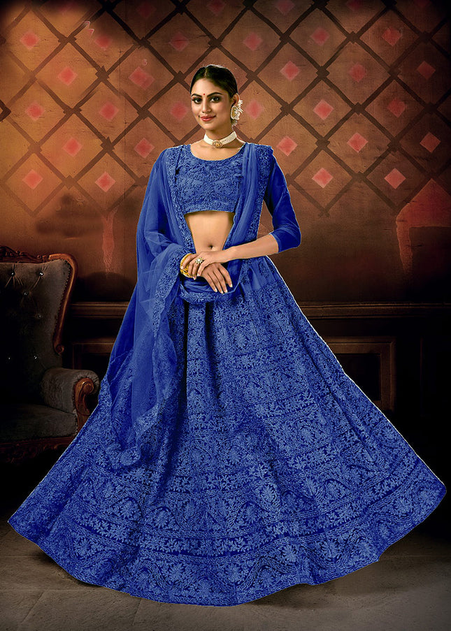 Blue Embroidered Lehenga