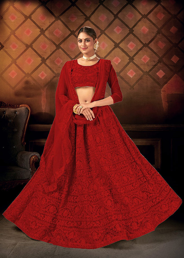 Maroon Embroidered Lehenga