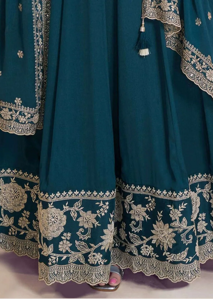 Blue Embroidered Anarkali Gown