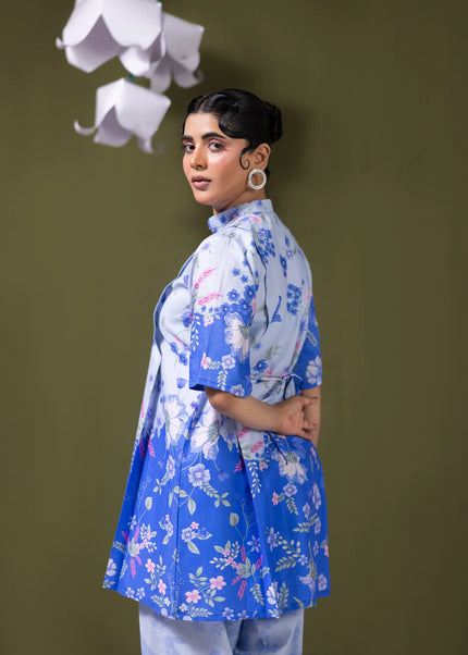 Amber Imran | Co-ords Printed Lawn - Blue Haze
