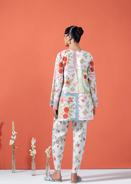 Amber Imran | Co-ords Printed Lawn - Ivory Bloom