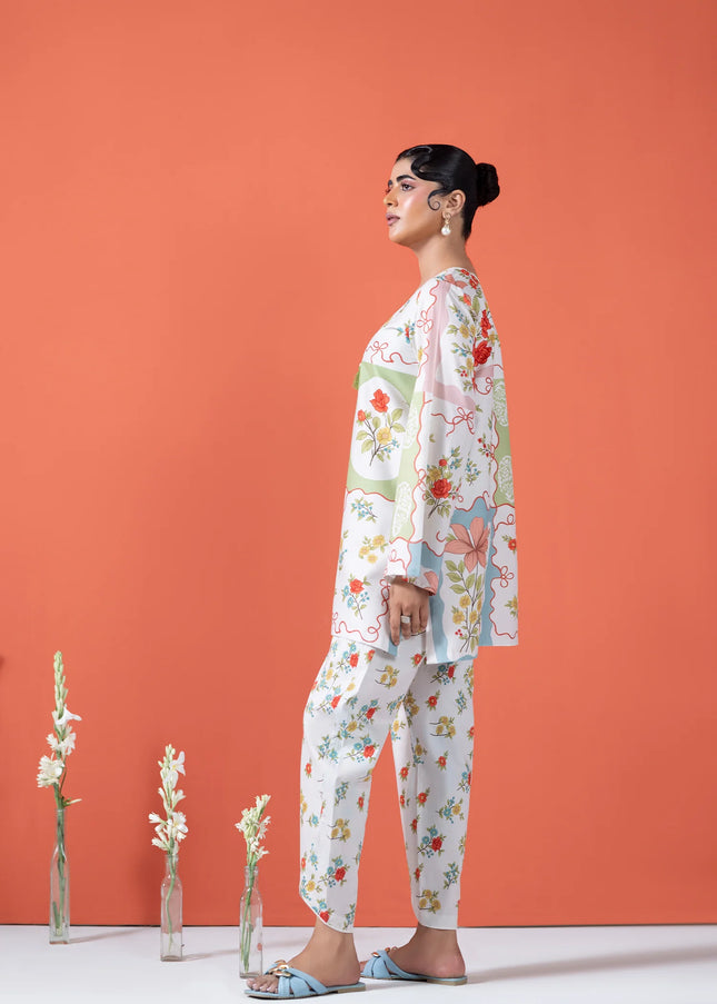 Amber Imran | Co-ords Printed Lawn - Ivory Bloom