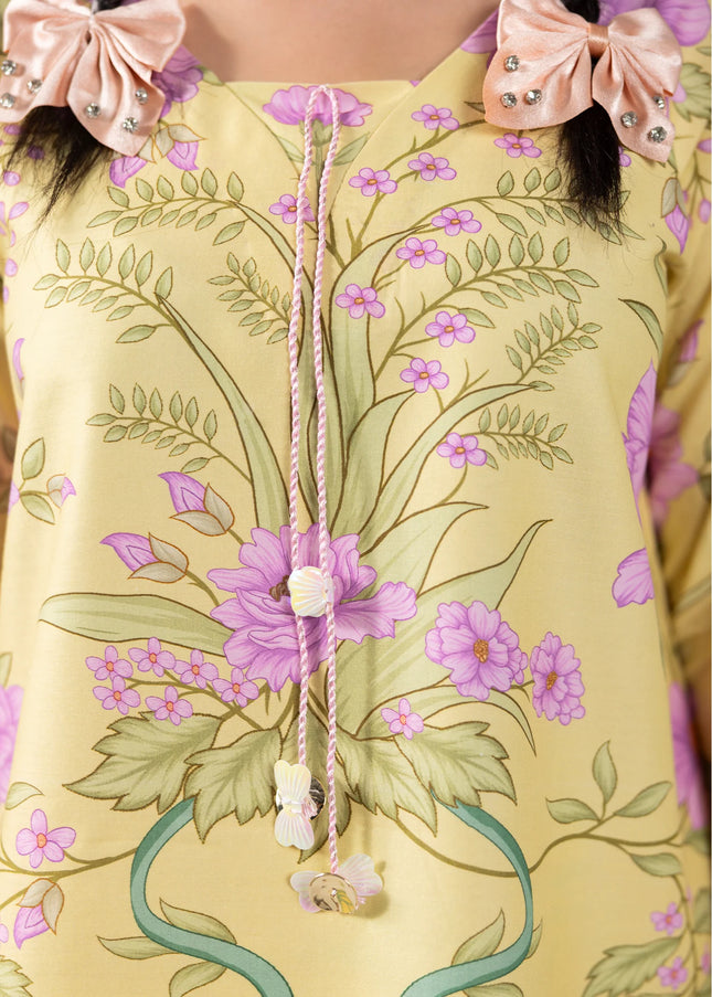 Amber Imran | Co-ords Printed Lawn - Sage Yellow