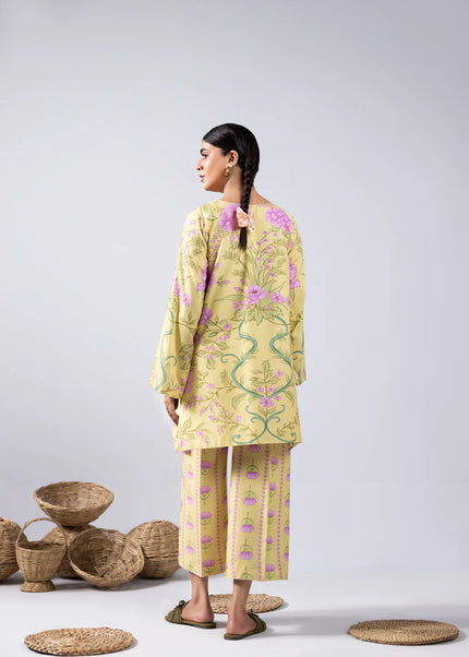 Amber Imran | Co-ords Printed Lawn - Sage Yellow